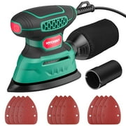140W Detail Sander, 13000OPM, 1.2A Palm Sander Tool with 12 Sandpapers, with Efficient Dust Collection System, Compact Hand Sander for Woodworking